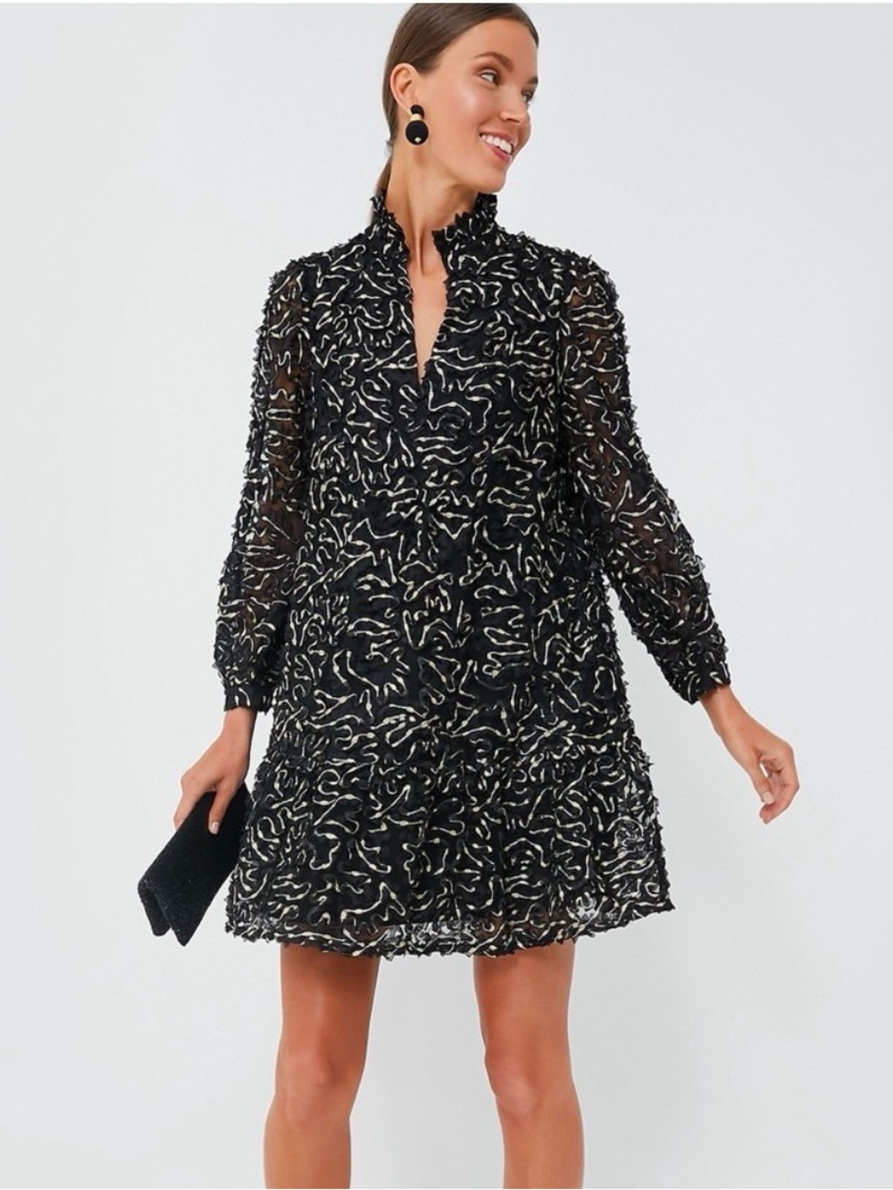 Tuckernuck Nightly Organza Palmerston Dress Black with Gold Accents
